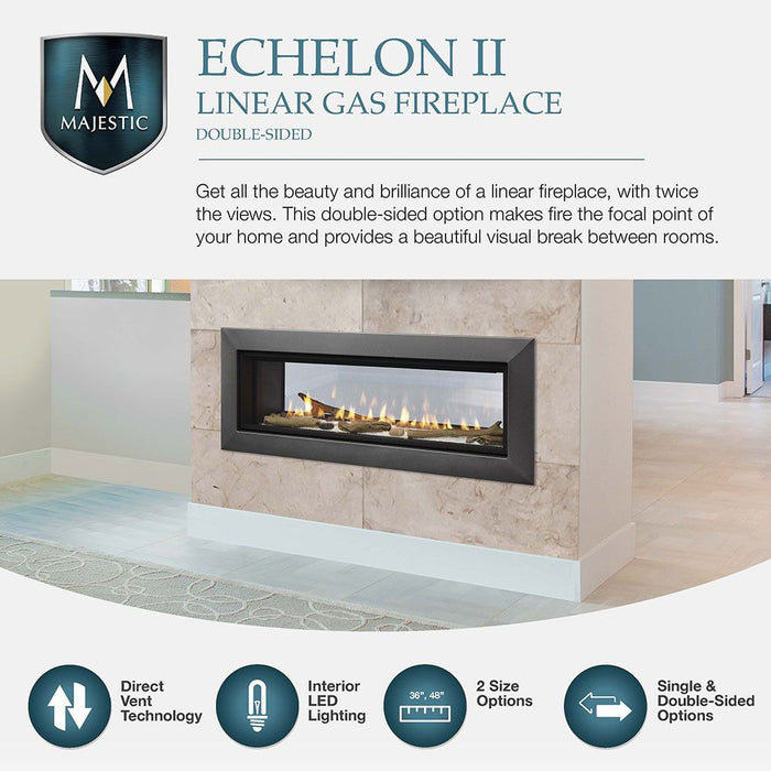 Majestic Echelon II 36" See-Through Top Direct Vent Fireplace with IntelliFire Touch Ignition System Majestic