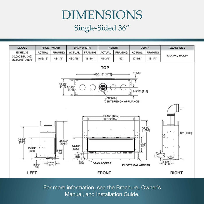 Majestic Echelon II 36" See-Through Top Direct Vent Fireplace with IntelliFire Touch Ignition System Majestic