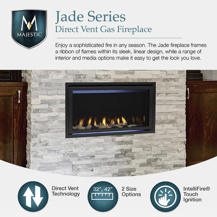 Majestic Jade Direct Vent Gas Fireplace with Intelli Fire Touch Ignition System Majestic