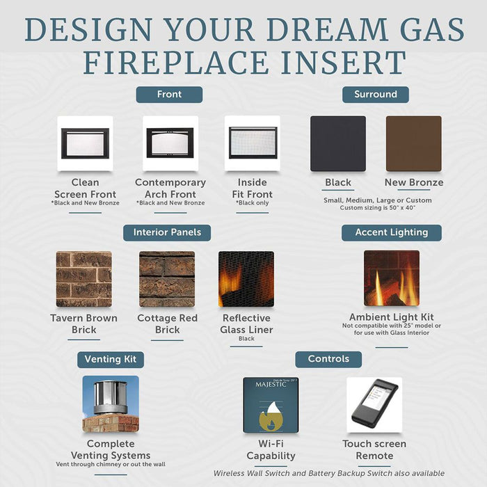 Majestic 30" Ruby Medium Direct Vent Gas Fireplace Insert With Intellifire Touch System - RUBY30 Majestic
