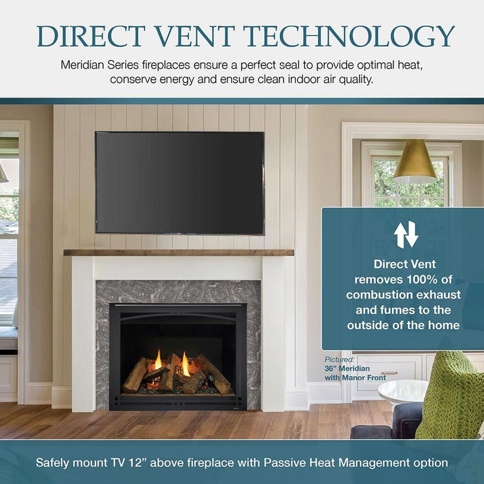 Majestic Meridian 36" Top/Rear Direct Vent Fireplace With IntelliFire Touch ignition - MER36 Majestic