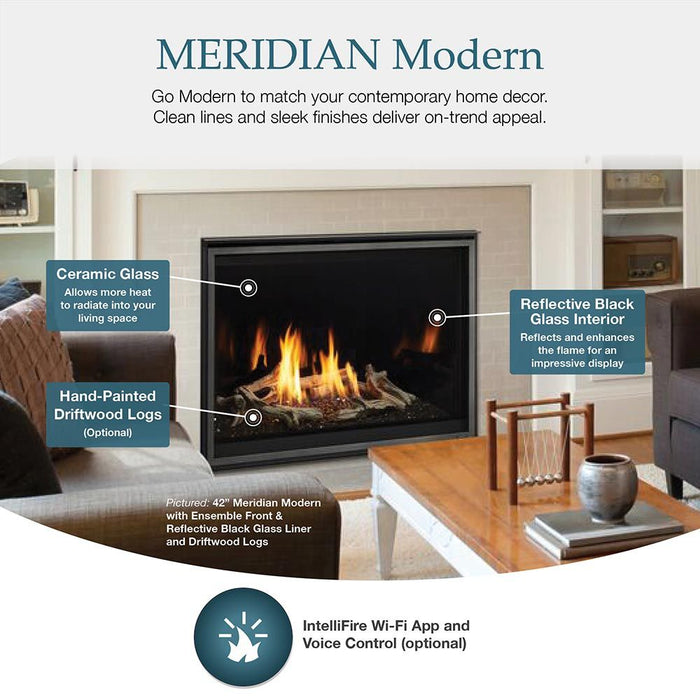 Majestic Meridian 42" Modern Top Direct Vent Gas Fireplace With Intellifire Touch ignition (NG) Majestic