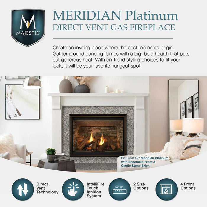 Majestic Meridian Platinum 42" Top/Rear Direct Vent Fireplace With Intellifire Touch Ignition - MER42 Majestic
