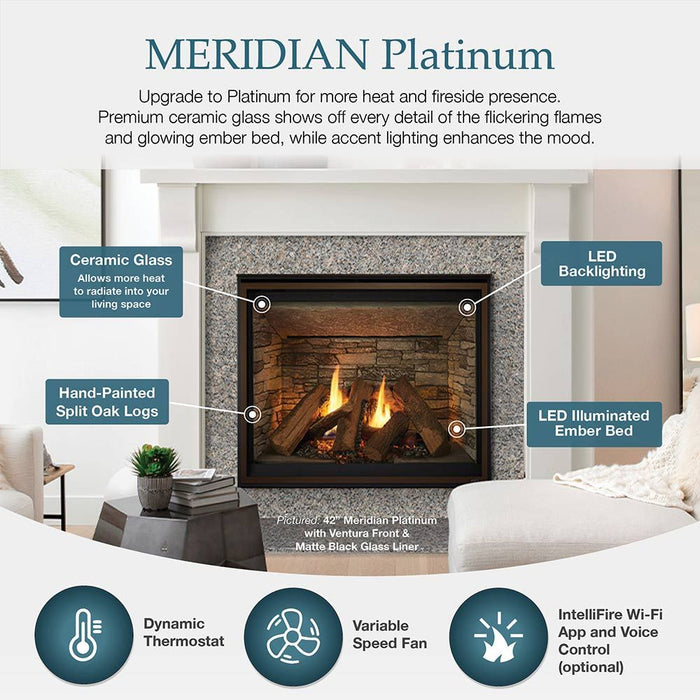 Majestic Meridian Platinum 42" Top/Rear Direct Vent Fireplace With Intellifire Touch Ignition - MER42 Majestic