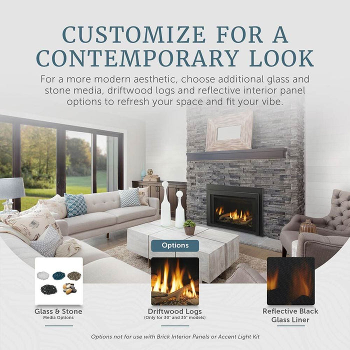 Majestic 35" Ruby Large Direct Vent Gas Insert With Intellifire Touch Ignition System - RUBY35 Majestic