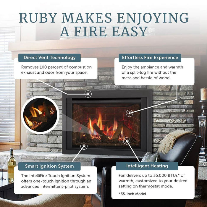 Majestic 25" Ruby Small  Direct Vent Gas Insert With Intellifire Touch Ignition System - RUBY25 Majestic