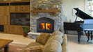 Warm Majic Wood Fireplace with Cast Iron Arch Doors - side view