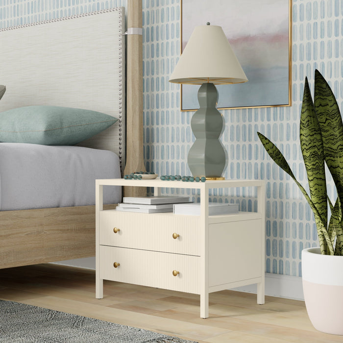 Alpine Furniture Marsha Nightstand, Coconut Milk