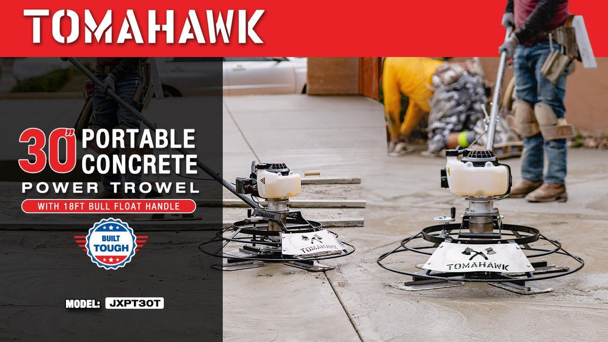 Tomahawk Power 30" Portable Concrete Power Trowel with 18ft Bull Float Handle 37cc Engine - Detail View 2