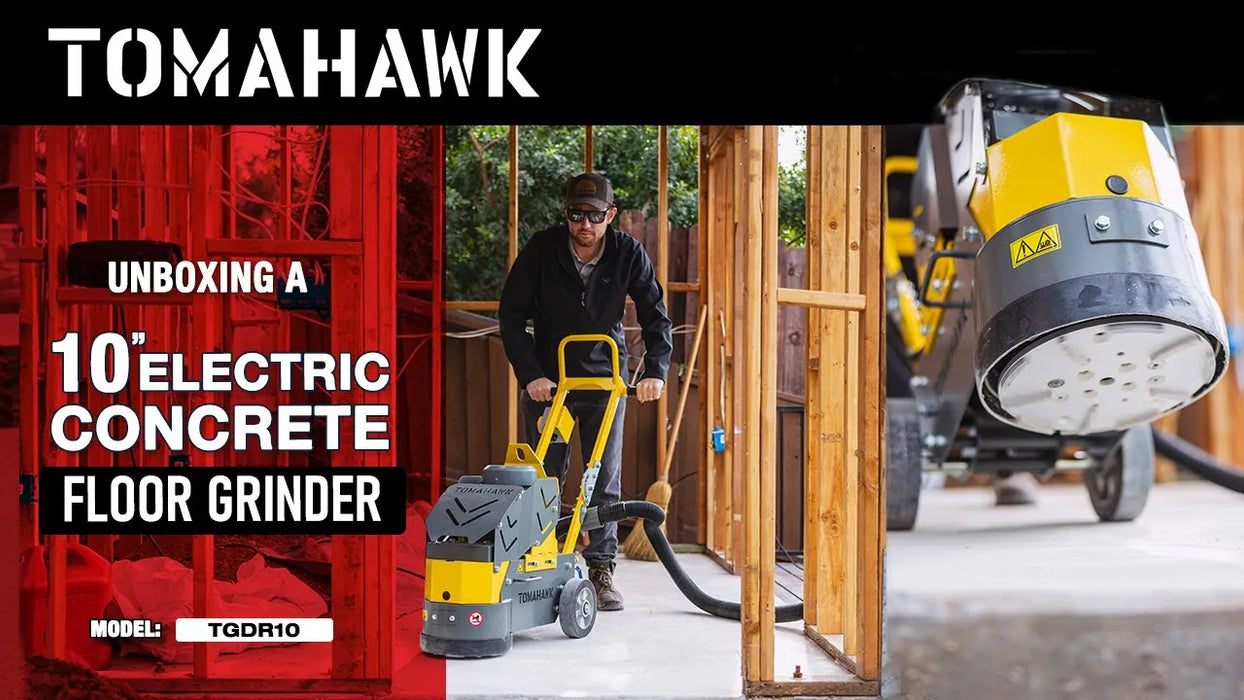 Tomahawk Power 10" Electric Concrete Floor Grinder 1.5HP Motor for Smoothing, Floor Prep, Coatings - Detail View 2