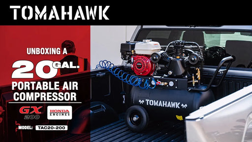 20 Gallon Portable Air Compressor 6.5HP Honda GX200 Engine Horizontal Tank 13.5 CFM @ 90 PSI Gas-Powered - angle view