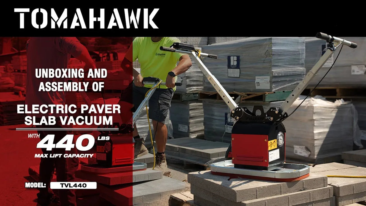 Tomahawk 440 lb Electric Paver Slab Vacuum Lifter 1200W for Hardscaping, Concrete, and Stone... Plate Compactor - Close-Up