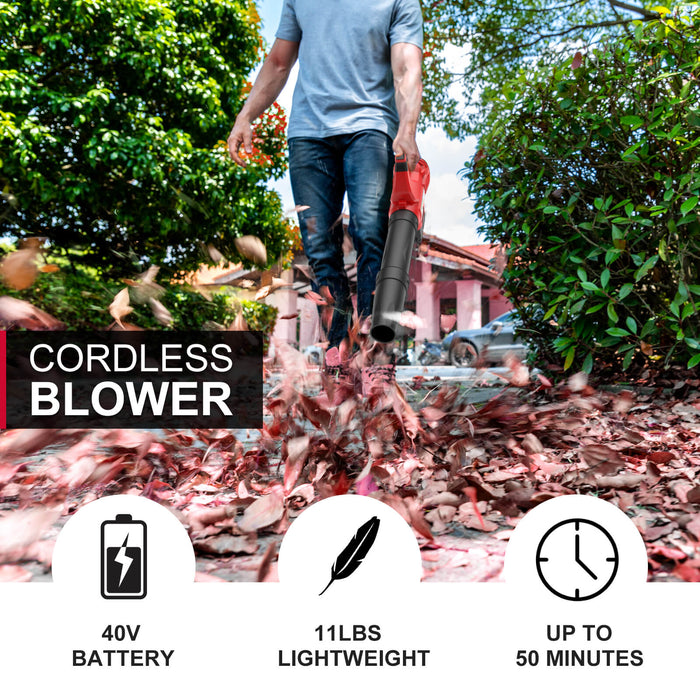 PowerSmart 40V 17'' Cordless Lawn Mower & 40V Leaf Blower Combo Kit MB2480C