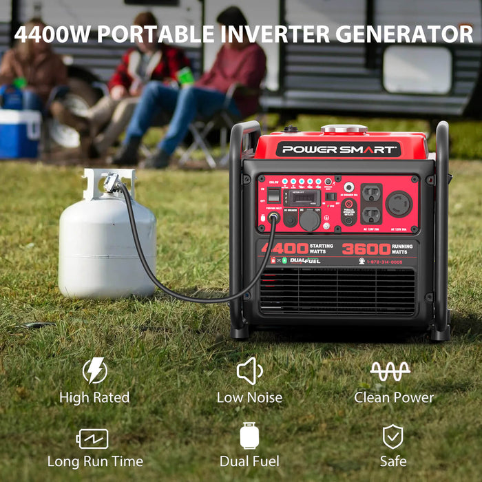 PowerSmart 4400W/4000W Gasoline/Propane Duel Fuel Inverter Generator w/ CO Alert MB5040DC