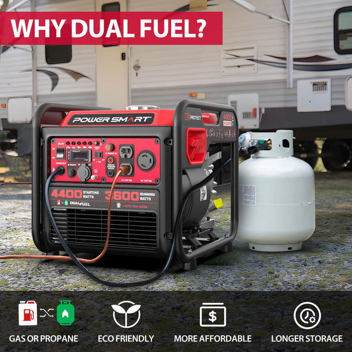 4400W/4000W Gasoline/Propane Duel Fuel Inverter Generator w/ CO Alert MB5040DC-W