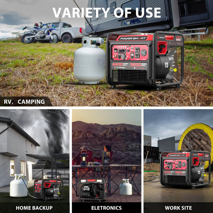 PowerSmart 4400W/4000W Gasoline/Propane Duel Fuel Inverter Generator w/ CO Alert MB5040DC