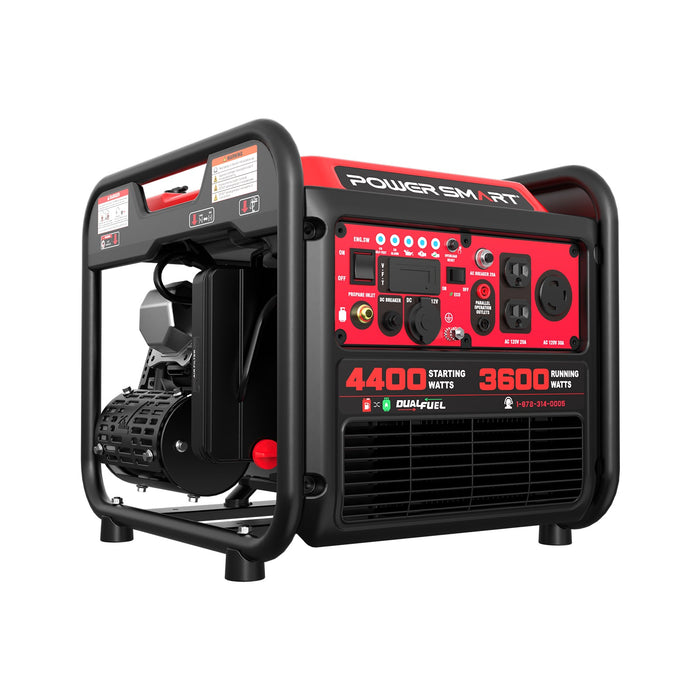 PowerSmart 4400W/4000W Gasoline/Propane Duel Fuel Inverter Generator w/ CO Alert MB5040DC-W