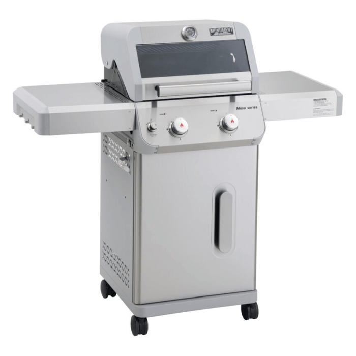 Monument Grills Mesa 200S | Foldable Stainless Gas Grill 2 Burner Grill - Close-Up