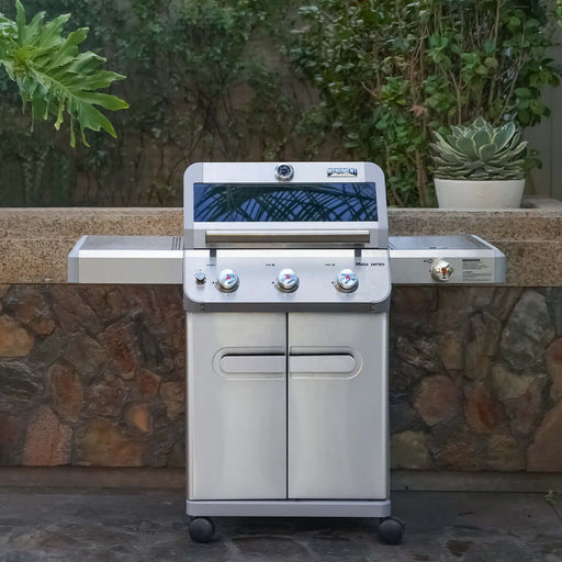 Monument Grills Mesa 305 | Stainless Propane Gas Grill 3 Burner Grill - Side View