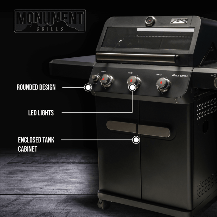 Monument Grills Mesa 325 | Black Propane Gas Grill 3 Burner Grill - View 14