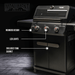 Monument Grills Mesa 325 | Black Propane Gas Grill 3 Burner Grill - View 14