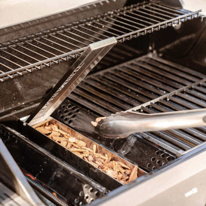 Monument Grills Mesa 220 | Black Foldable Propane Gas Grill 2 Burner Grill - Lifestyle View