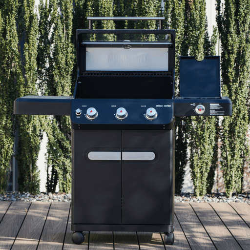 Monument Grills Mesa 325 | Black Propane Gas Grill 3 Burner Grill - Side View