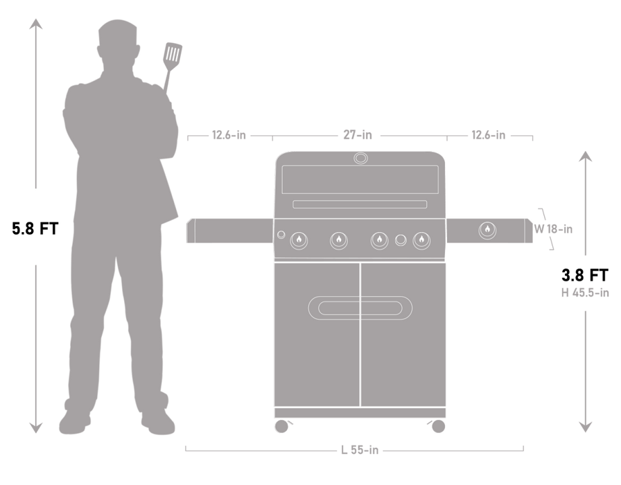 Monument Grills Mesa 415BZ | Stainless Propane Gas Grill 4 Burner Grill - View 17