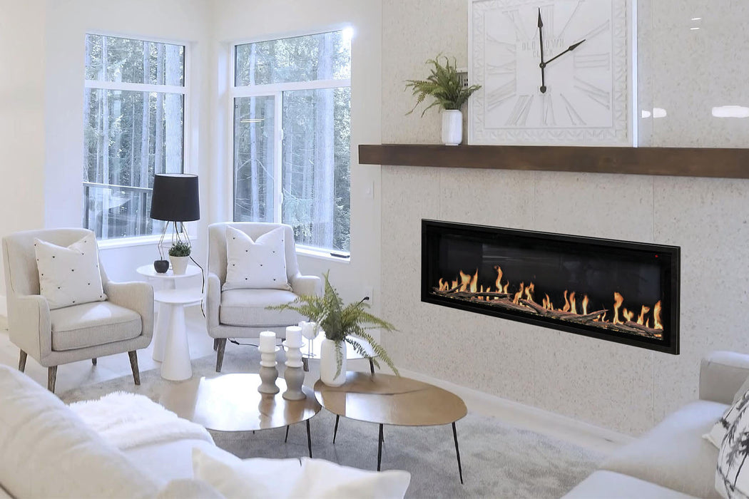 Orion Slim 76" Heliovision Virtual Recessed / Wall Mount Electric Fireplace - lifestyle in-use