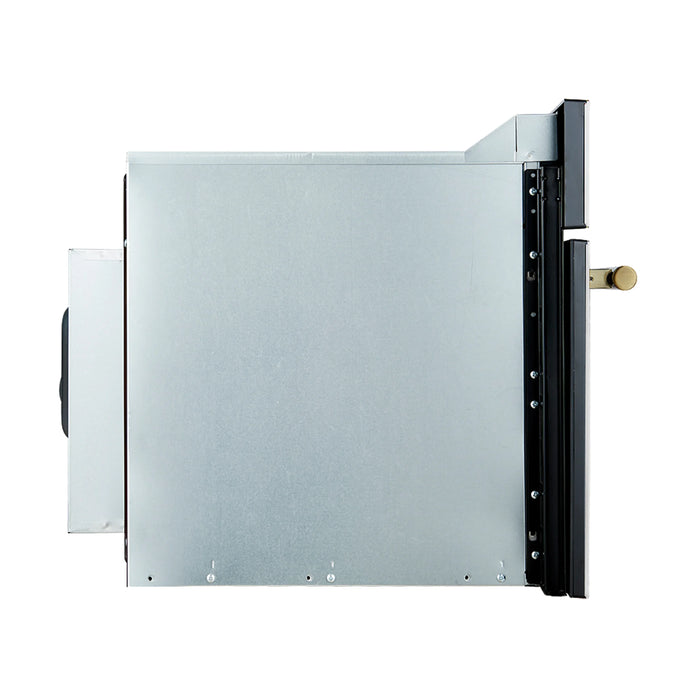 Forno 2-Piece Appliance Package - 30-Inch Vomero Double Wall Oven & 30-Inch Microwave Oven in White with Antique Brass Handle