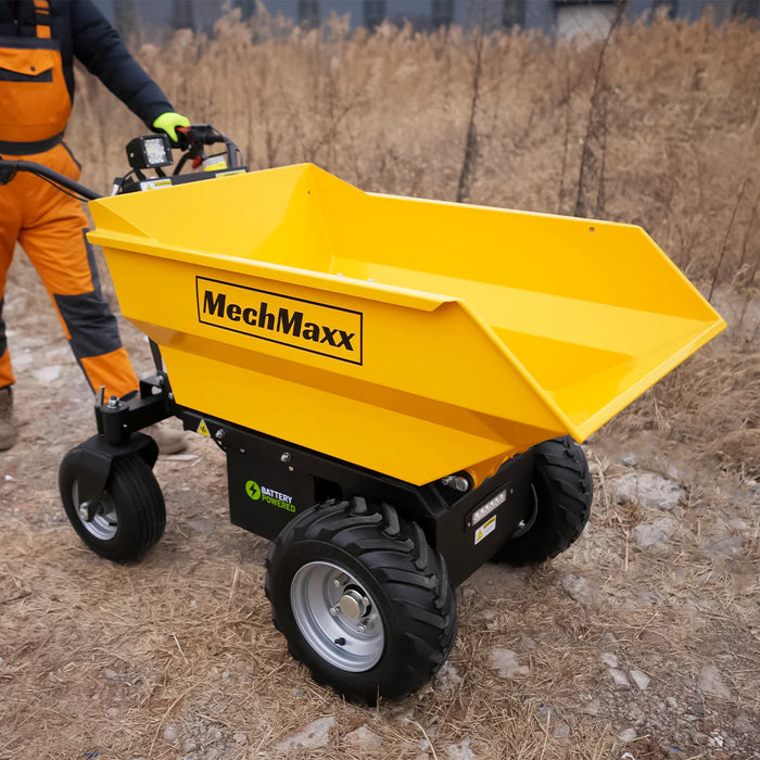 MechMaxx 1100Lbs Loading Battery Powered Barrow Electric Mini Dumper for Sale,  1000W 48V Brushless DC Motor,  E50