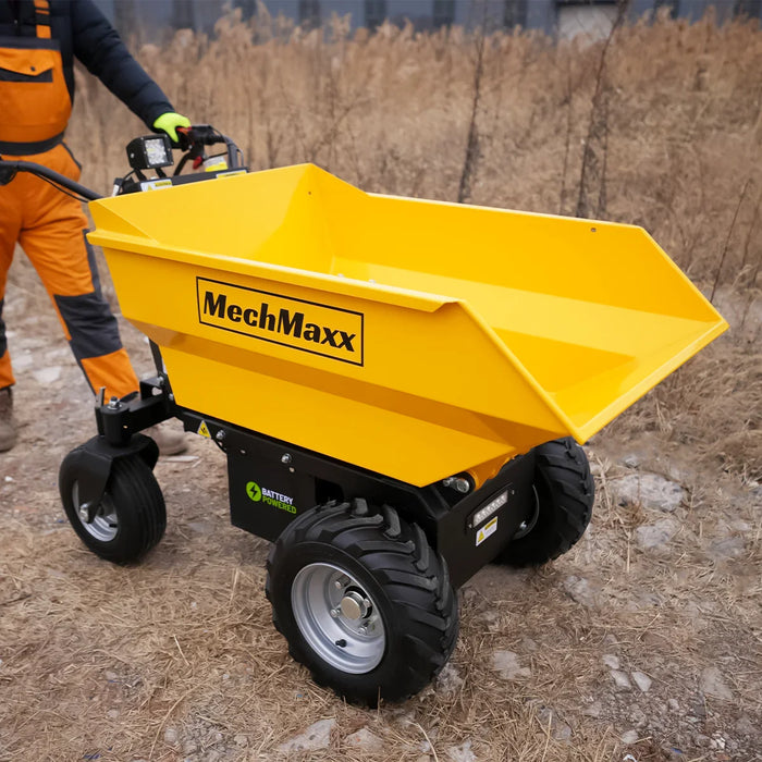 MechMaxx 1100Lbs Loading Battery Powered Barrow Electric Mini Dumper for Sale, 1000W 48V Brushless DC Motor, E50