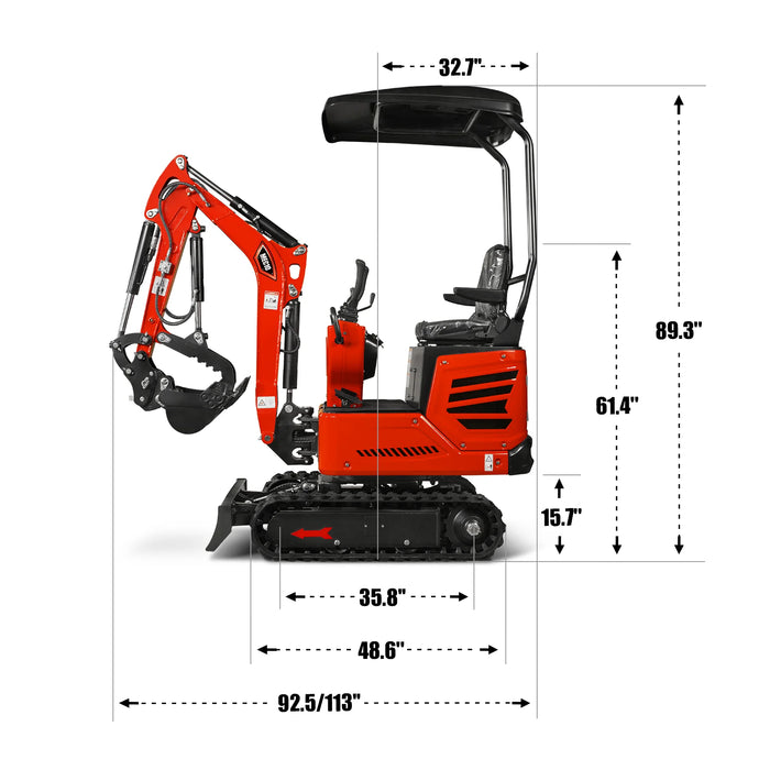 Mini Compact Excavator HONDA GX390 Engine,  65.7" Max. Digging Depth,  2280 LBS Operating Weight,  MEC10