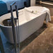 Modern Cascada Freestanding White Soaking Bathtub with Stainless Steel Drain and Overflow - Lifestyle View