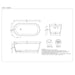 Modern Cascada Freestanding White Soaking Bathtub with Stainless Steel Drain and Overflow - Dimensions