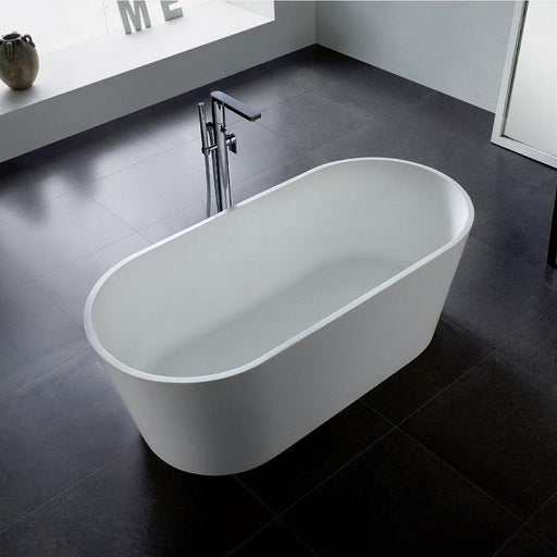 Modern Cascada Freestanding White Soaking Bathtub with Stainless Steel Drain and Overflow