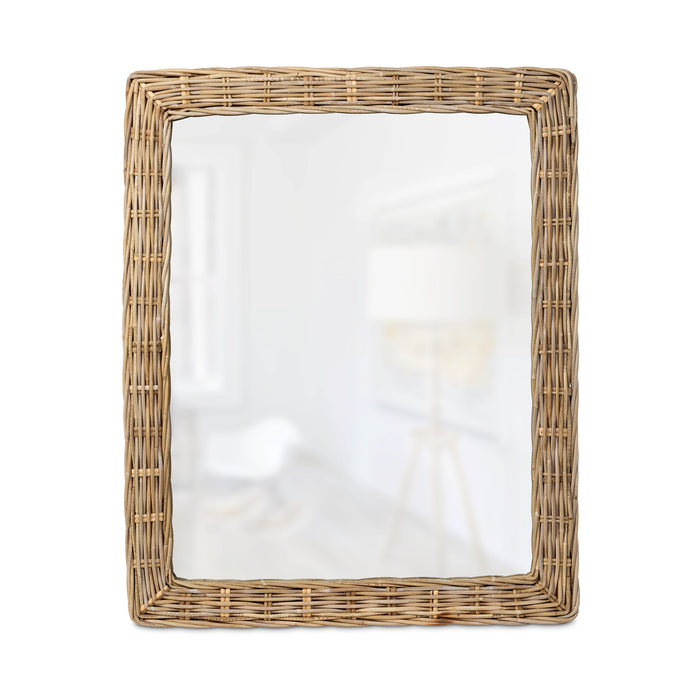 Park Hill Collection Muriel Rattan Mirror - Natural Elegance in Rattan & Glass, 41"L x 33"H, Perfect for Home Décor