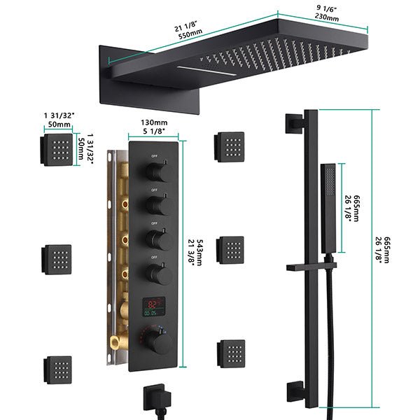 Naples 9"x22" LED Digital Music Shower System By Cascada Showers - View 9