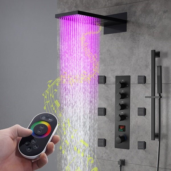 Naples 9"x22" LED Digital Music Shower System By Cascada Showers - Features