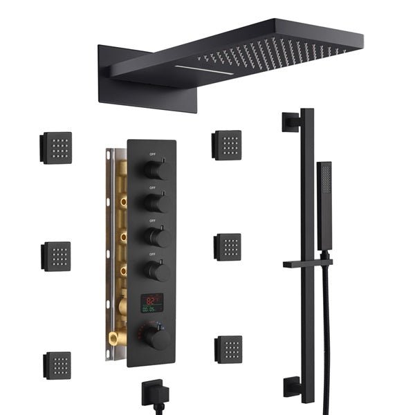 Naples 9"x22" LED Digital Music Shower System By Cascada Showers - Dimensions