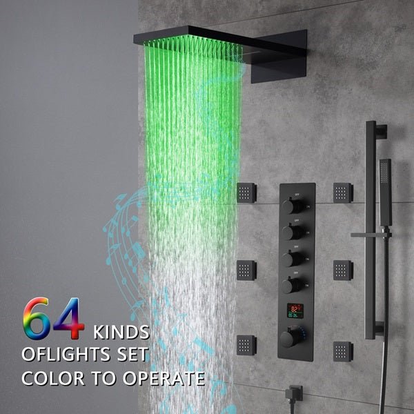 Naples 9"x22" LED Digital Music Shower System By Cascada Showers - Side View