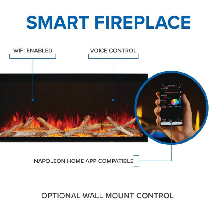 Napoleon Astound FlexMount 62" Wall Mount / Built-In Linear Electric Fireplace | 3-Sided Or Single Sided |... - Close-Up