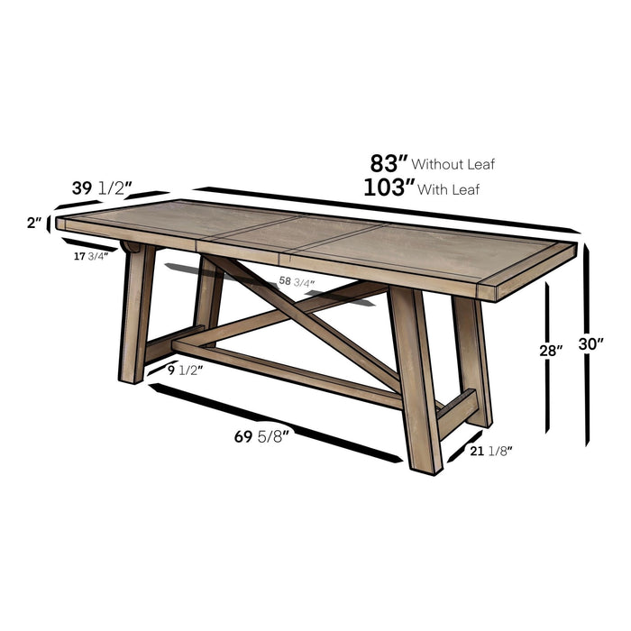 Alpine Furniture Newberry Rectangular Dining Table, Weathered Natural