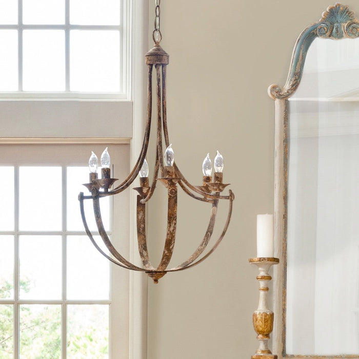 Park Hill Collection Empress Chandelier: Elegant Distressed Iron Design with Gold Accents, 6... Home Decor - Dimensions