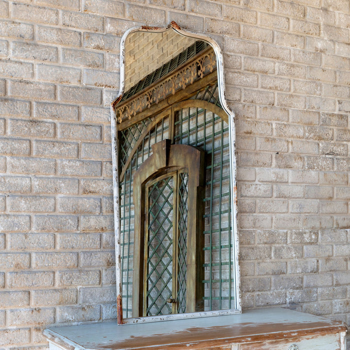 Park Hill Collection Metal Framed Keyhole Mirror - Elegant Antique White Finish for French Country Home Decor Charm