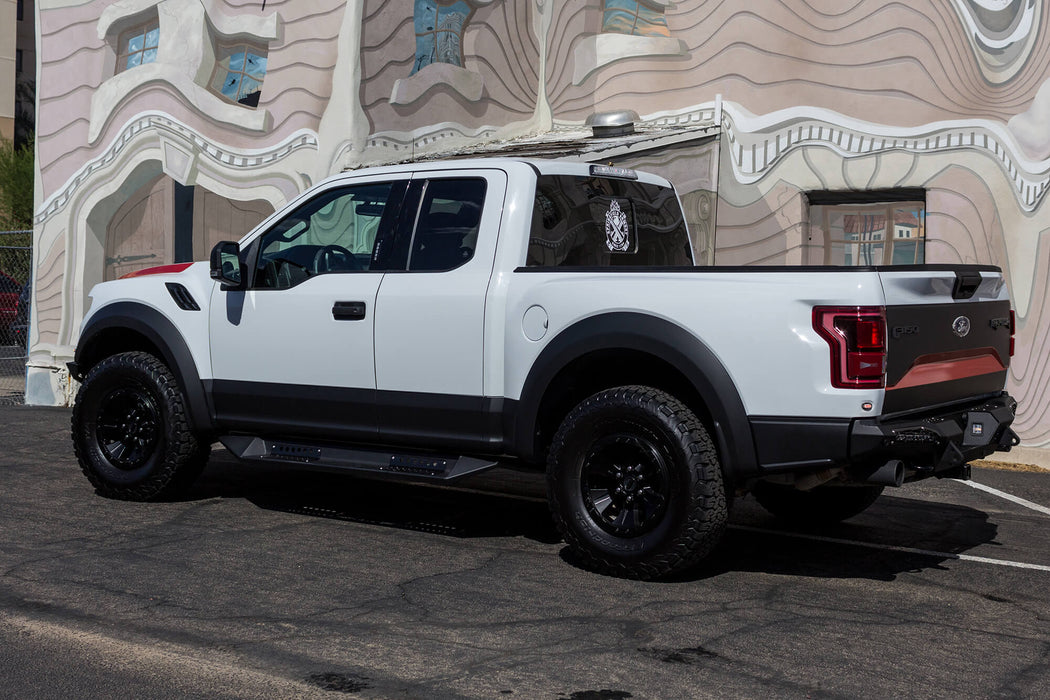 Addictive Desert Designs 2017-2020 Ford Raptor HoneyBadger Rear Bumper (10" Lights) – on the trail, image 12 of 12