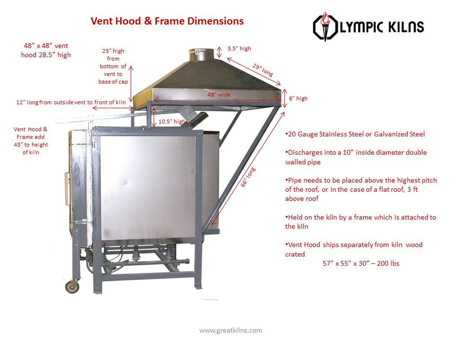 Olympic Kilns Gas Kiln Vent Hood, photo 2