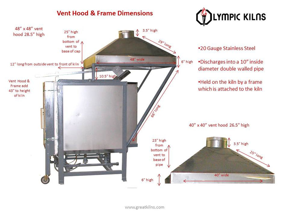 Olympic Kilns Gas Kiln Vent Hood, photo 3