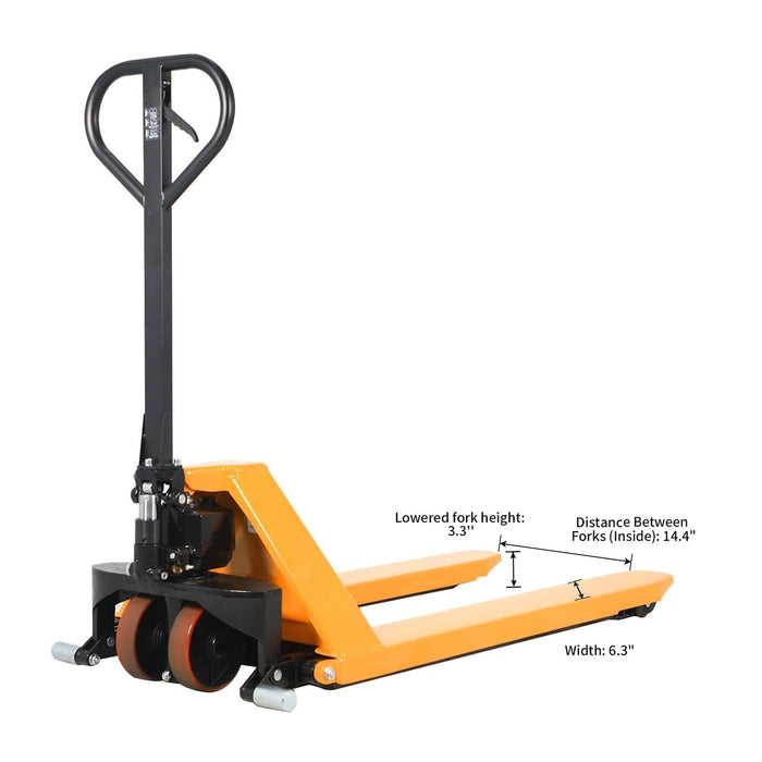 Xilin JF-685 high lift pallet jack raised load view