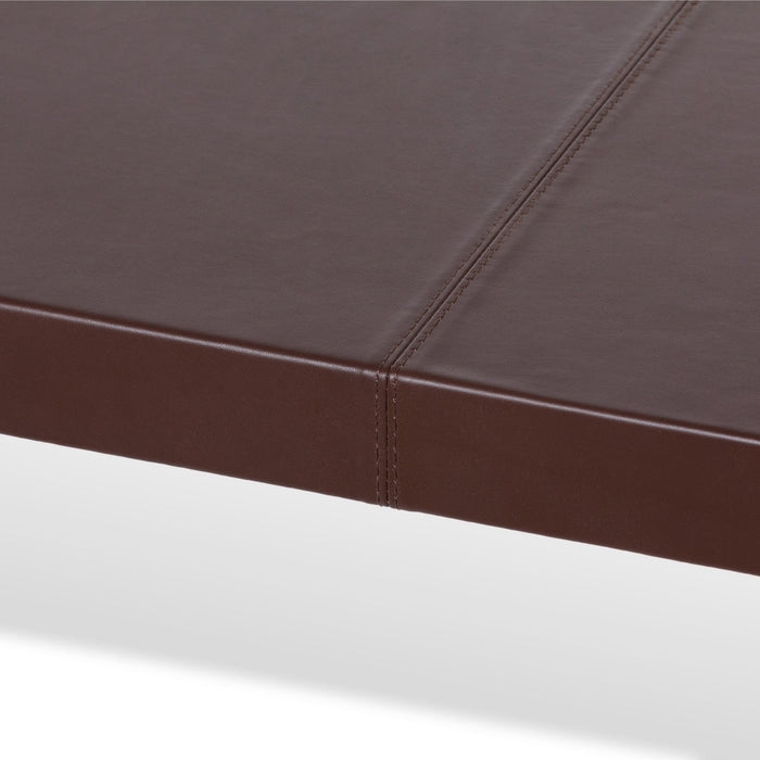 Park Hill Collection Rhodes Handcrafted Leather & Brass Dining Table – Artisan Iron Design, Rustic Elegance for Your Home EFT26321